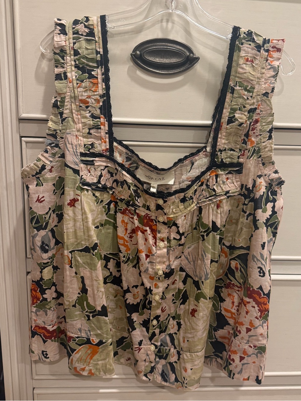 THE GREAT. Victorian Pleat Tank Vintage Rose Size 2